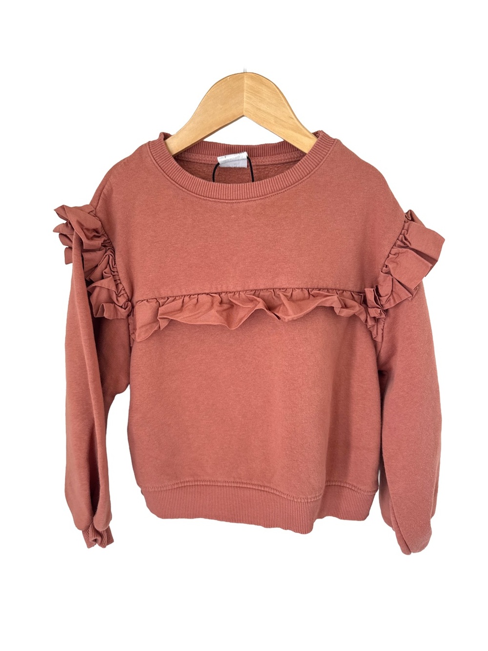 Zara Girls Ruffle Sweatshirt - Rosewood- Size 7